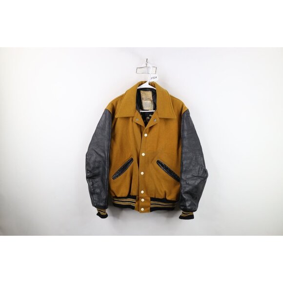 Vtg 70s Mens 38 Distressed SEKC State Champs 1970 Chain Stitch Varsity Jacket - Picture 1 of 16